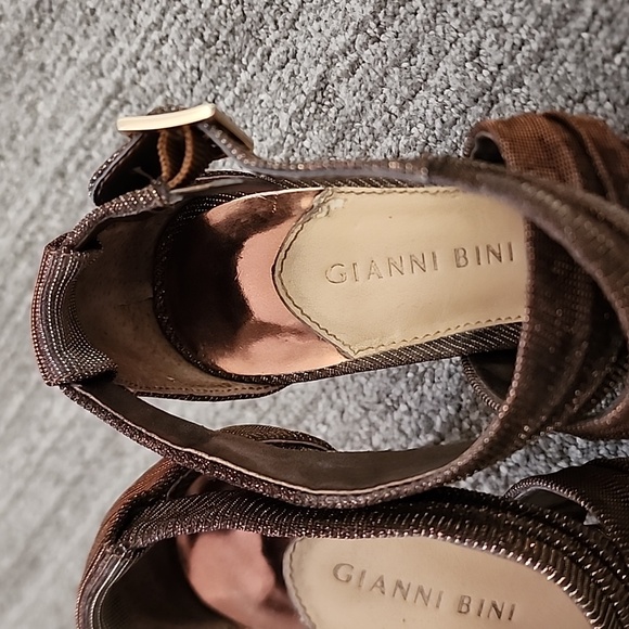 GIANNI BINI Strappy Bronze Platform Heels - Picture 6 of 14
